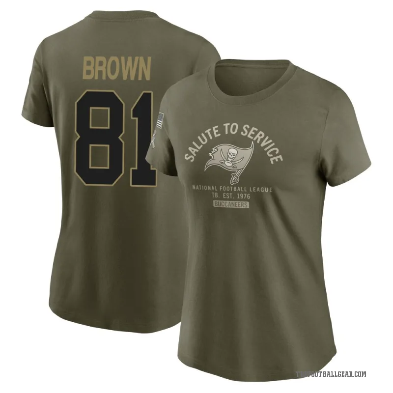 Antonio Brown Women's Brown Tampa Bay Buccaneers Olive 2025 Salute to Service Sideline T-Shirt