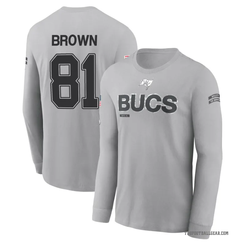 Antonio Brown Youth Brown Tampa Bay Buccaneers Gray 2024 Salute to Service Long Sleeve T-Shirt