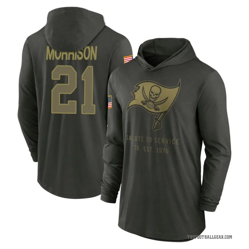 Benjamin Morrison Men's Green Tampa Bay Buccaneers Forest/ 2025 Salute to Service Sideline Lightweight Hooded Pullover Long Slee