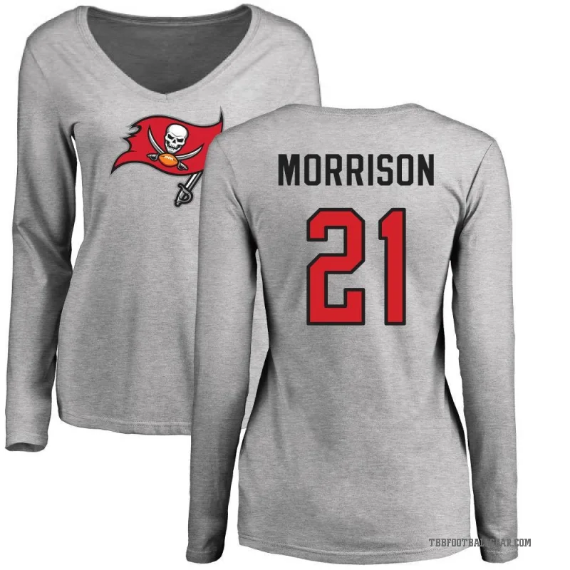 Benjamin Morrison Women's Ash Tampa Bay Buccaneers Logo Slim Fit Long Sleeve T-Shirt -