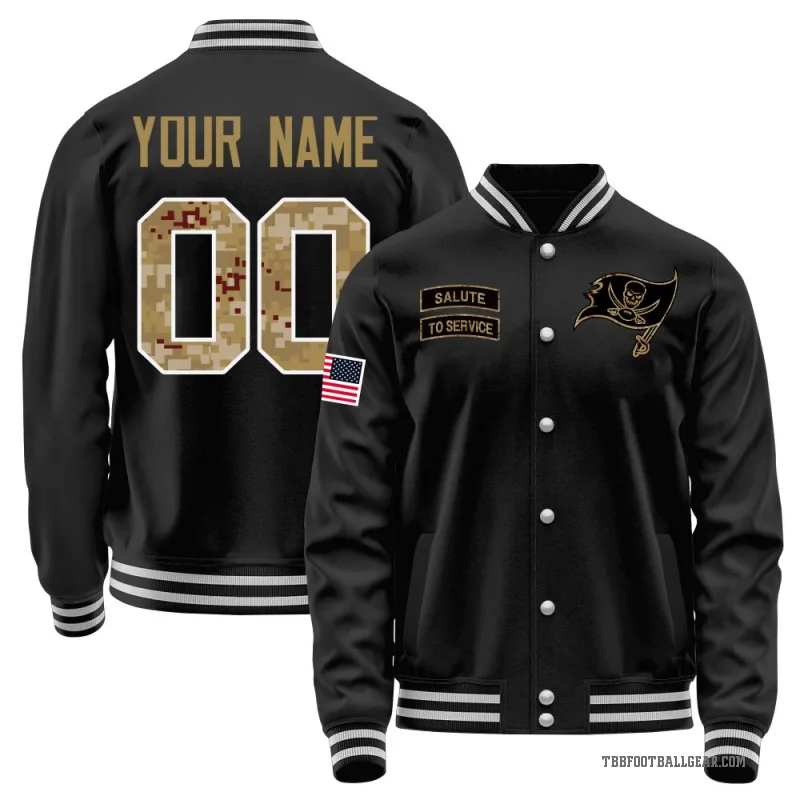 Custom Men's Black Tampa Bay Buccaneers Salute to Service Sideline Performance Jacket