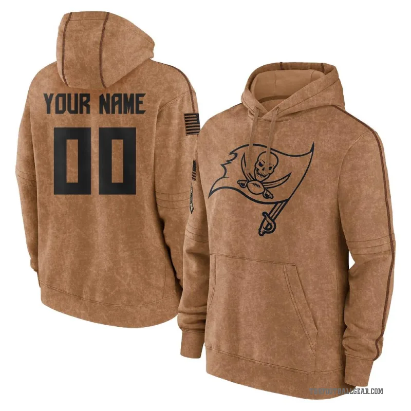 Custom Men's Brown Tampa Bay Buccaneers 2023 Salute To Service Club Pullover Hoodie