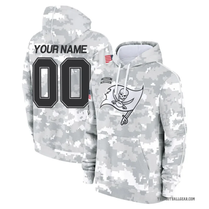 Custom Men's Camo Tampa Bay Buccaneers Arctic 2024 Salute to Service Club Fleece Pullover Hoodie
