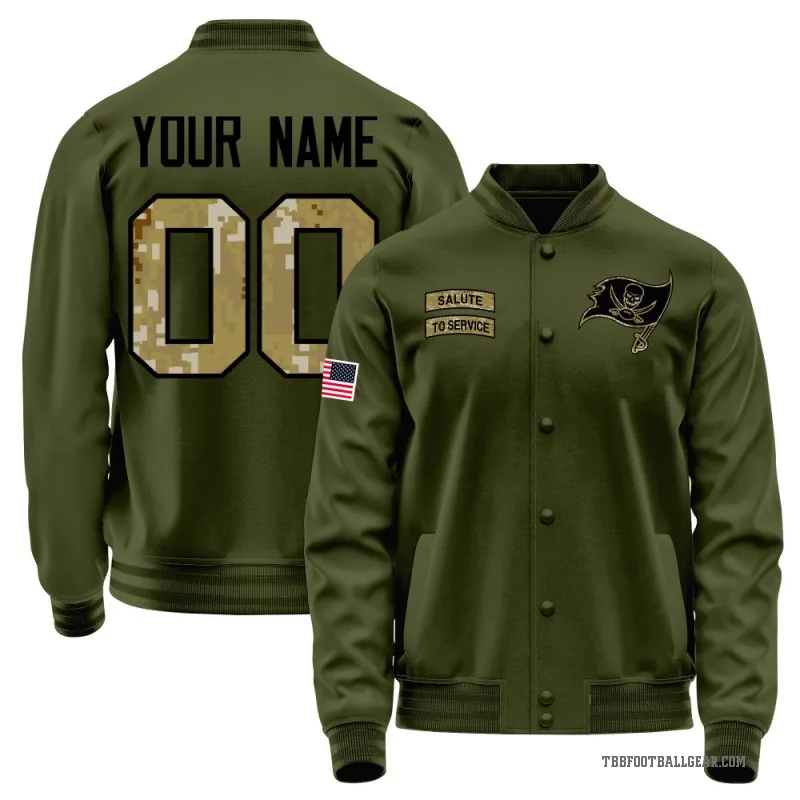 Custom Men's Olive Tampa Bay Buccaneers Salute to Service Sideline Performance Jacket