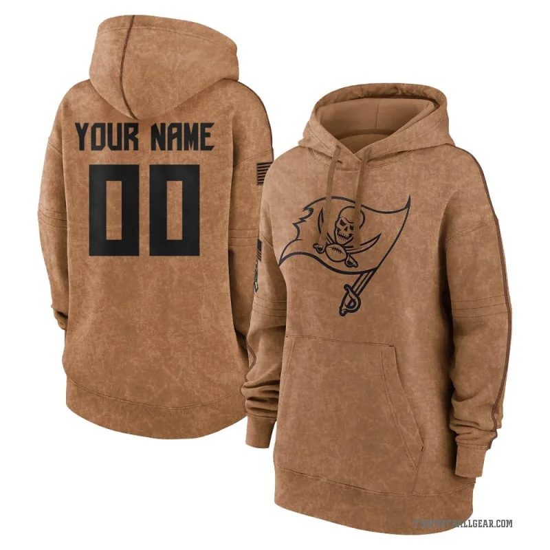 Custom Women's Brown Tampa Bay Buccaneers 2023 Salute To Service Pullover Hoodie