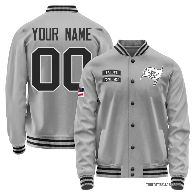 Custom Youth Gray Tampa Bay Buccaneers Salute to Service Performance Jacket