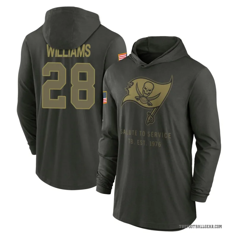 Damarion Williams Men's Green Tampa Bay Buccaneers Forest/ 2025 Salute to Service Sideline Lightweight Hooded Pullover Long Slee