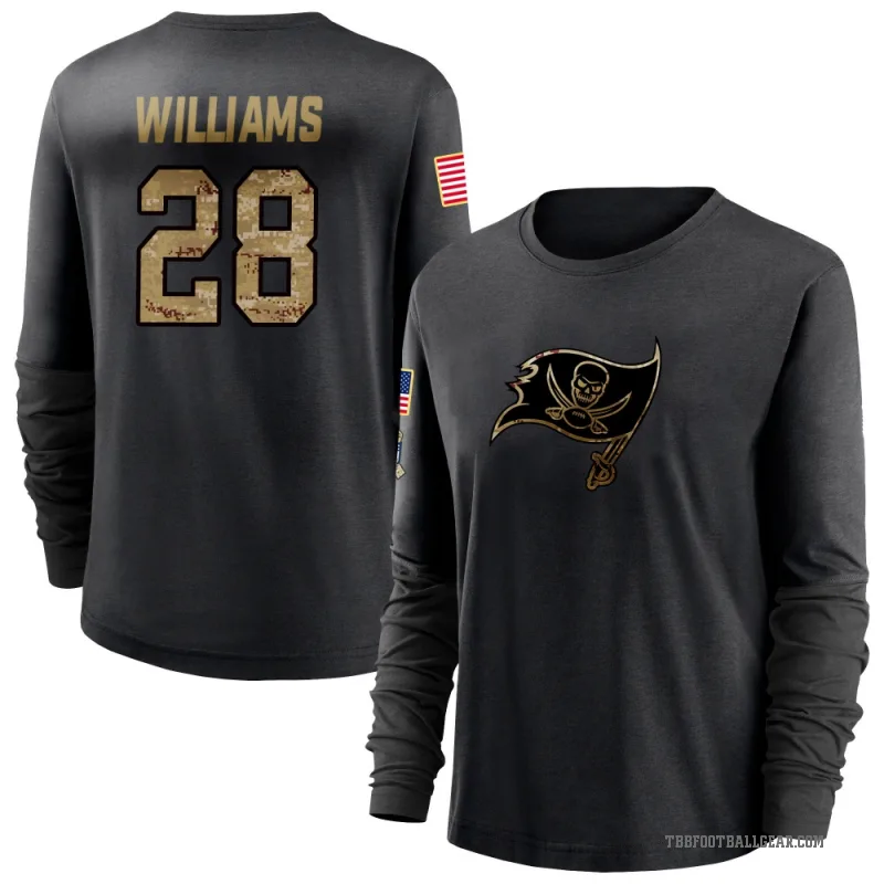 Damarion Williams Women's Black Tampa Bay Buccaneers 2020 Salute To Service Sideline Performance Long Sleeve T-Shirt