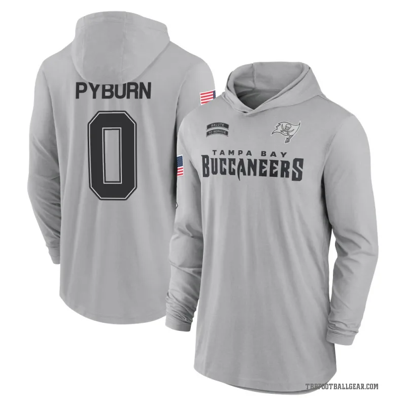 Jack Pyburn Youth Gray Tampa Bay Buccaneers 2024 Salute to Service Lightweight Performance Long Sleeve Hooded T-Shirt