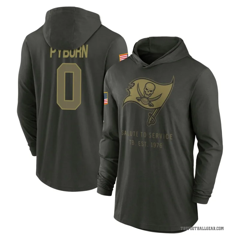 Jack Pyburn Youth Green Tampa Bay Buccaneers Forest/ 2025 Salute to Service Sideline Lightweight Hooded Pullover Long Sleeve T-S