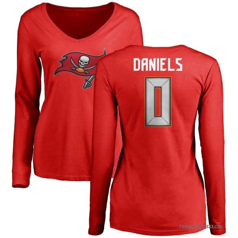 Jalon Daniels Women's Red Tampa Bay Buccaneers Logo Slim Fit Long Sleeve T-Shirt -