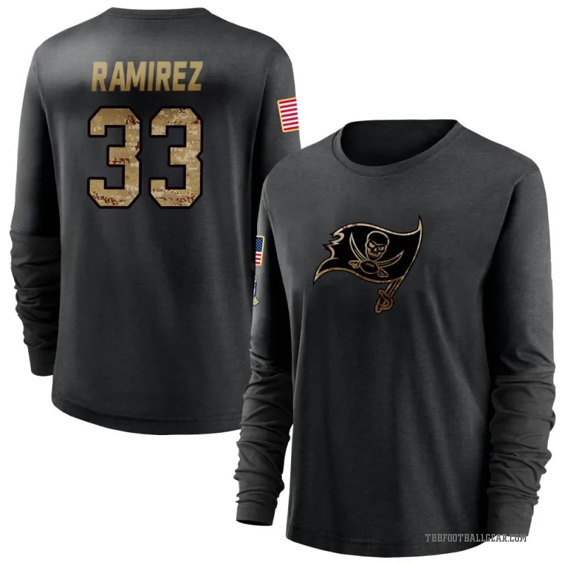 Jose Ramirez Women's Black Tampa Bay Buccaneers 2020 Salute To Service Sideline Performance Long Sleeve T-Shirt