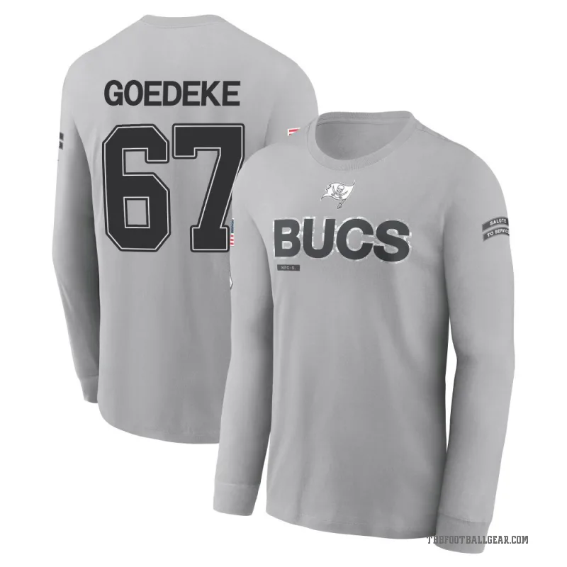 Luke Goedeke Youth Gray Tampa Bay Buccaneers 2024 Salute to Service Long Sleeve T-Shirt