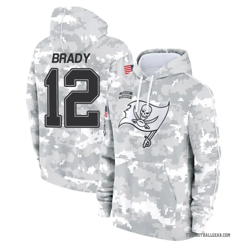 Tom Brady Men's Camo Tampa Bay Buccaneers Arctic 2024 Salute to Service Club Fleece Pullover Hoodie